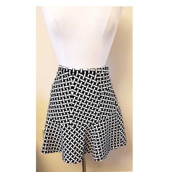 DVF Diane Von Furstenberg A-line Skirt Size-4 Multicolor Black & White - Picture 7 of 9